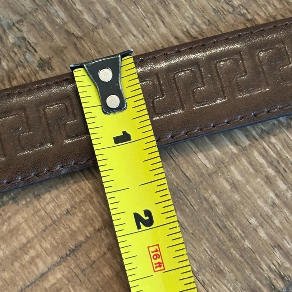 Meander Leather Embossed Belt. Textured Pattern | Medium Brown | Men’s 45.5”L